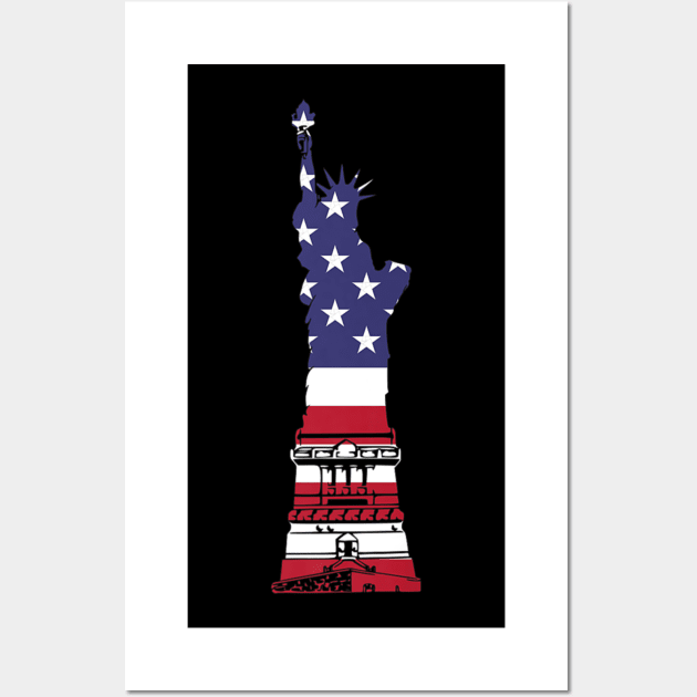 Mens Classic Statue Of Liberty American Flag Usa Patriotic Wall Art by Stick Figure103